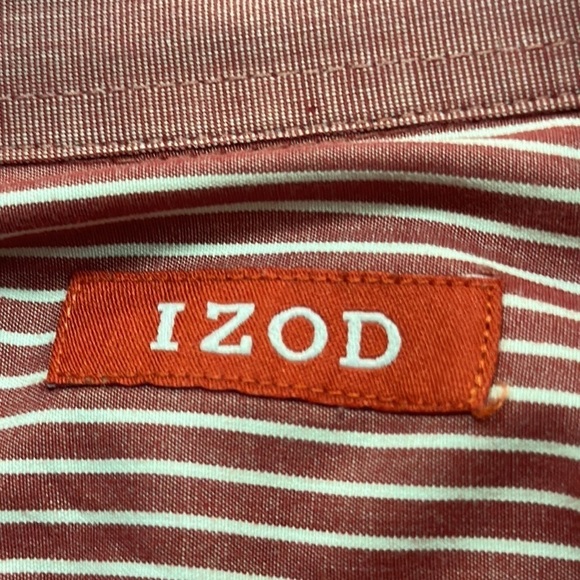 Izod Button-down Dress Shirt White/Red Striped XL - Picture 6 of 9
